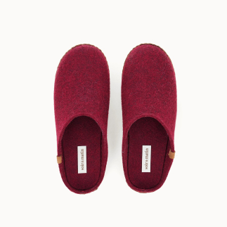 Chinelo mule mulher KITA em feltro de lã vermelho — vista de cima | Soir & Matin