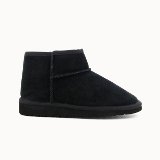 OKI women’s bootie slipper in whisky leather, wool lined — side view | Soir & Matin