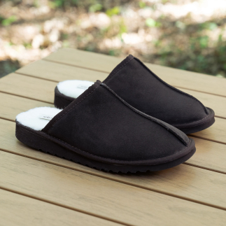 Chinelo mule homem JERO pele trufa, forro de lã — feito à mão em Espanha| Soir & Matin