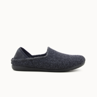 WEBSTER men’s slipper in anthracite wool felt — side view | Soir & Matin
