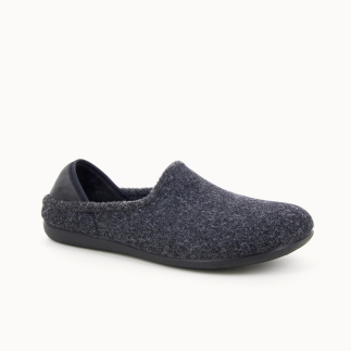 Pantofola uomo WEBSTER in feltro di lana antracite — vista 3/4 | Soir & Matin