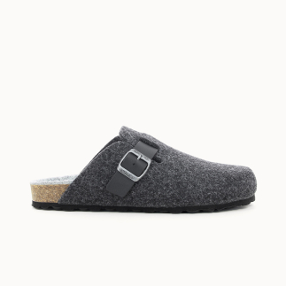 Chausson sabot homme LOFT en feutre de laine anthracite — vue de profil | Soir & Matin