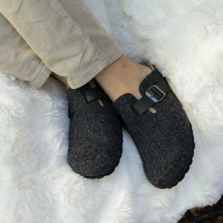 Pantofola Uomo LOFT – Sabot Feltro di Lana Antracite | Soir & Matin