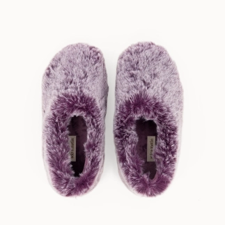 Chausson femme BIBI en textile fausse fourrure noir — vue de profil | Soir & Matin