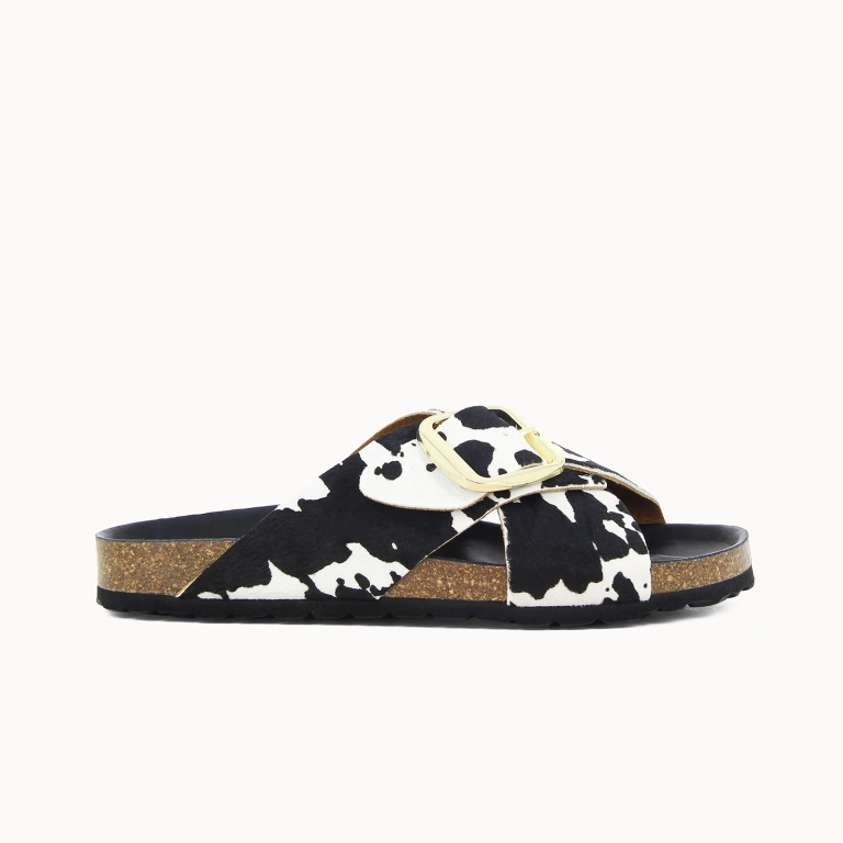 Mule Brides Croisées Femme BETSIE – Cuir Façon Poulain | Soir & Matin