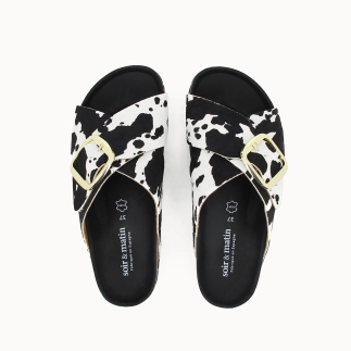 Mule Brides Croisées Femme BETSIE – Cuir Façon Poulain | Soir & Matin