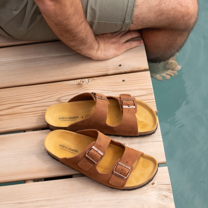 Men’s Double-Strap Mule DESERT – Leather | Soir & Matin