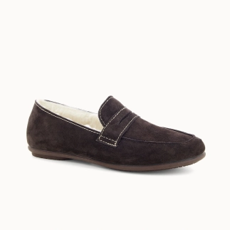 Damen-Hausschuh Moki – Leder mit Wollfutter | Soir & Matin