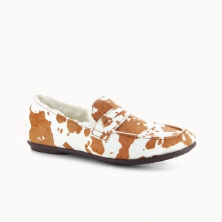 Pantofola Donna JELA – Mocassino Pelle Effetto Cavallino | Soir & Matin