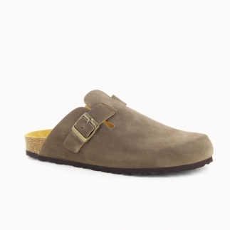 Herren-Clog-Hausschuh aus braunem Leder — Seitenansicht | Soir & Matin