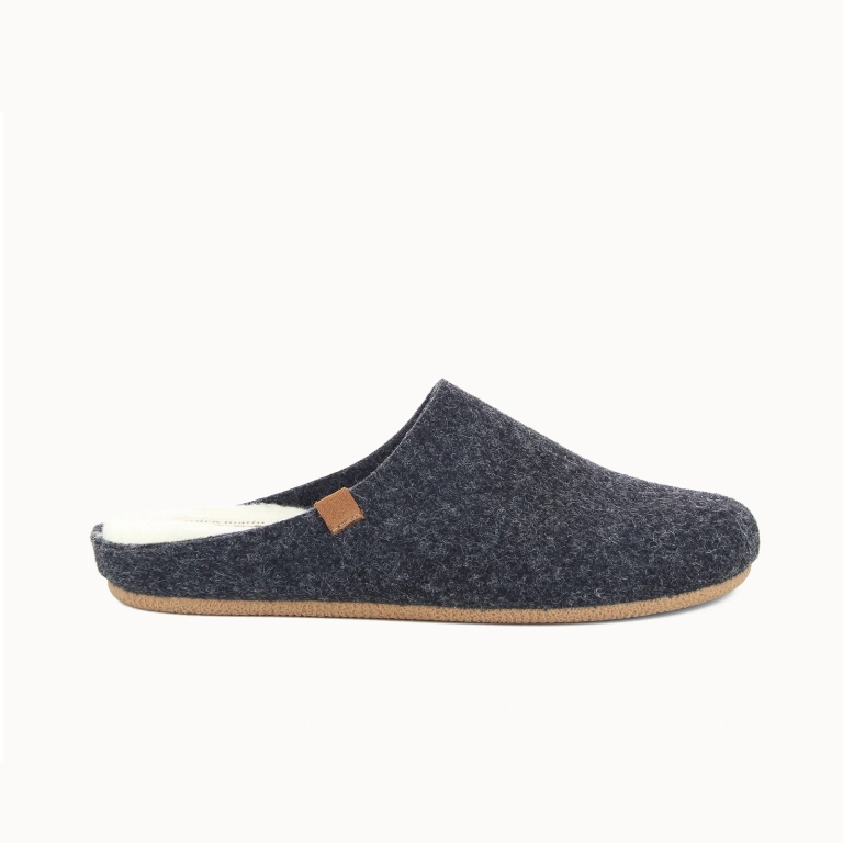 Men’s MIYAMOTO Slipper – Anthracite Wool Felt Mule | Soir & Matin