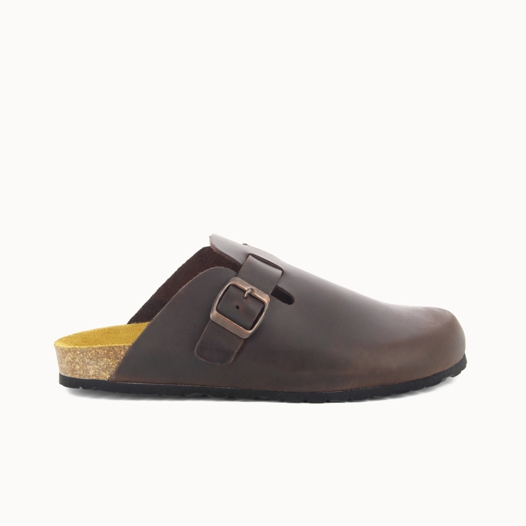 Herren-Hausschuh LUCAS – Brauner Leder-Clog | Soir & Matin