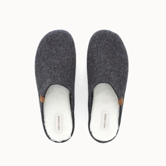 Zapatilla Hombre MIYAMOTO – Mule Fieltro de Lana Antracita | Soir & Matin