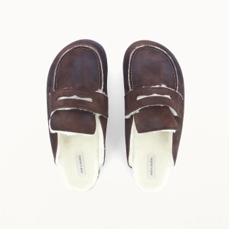 Pantofola Donna SILVANA  – Sabot Pelle Foderata in Lana | Soir & Matin