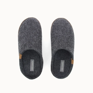 Chinelo mule mulher KITA em feltro de lã vermelho — vista de perfil | Soir & Matin