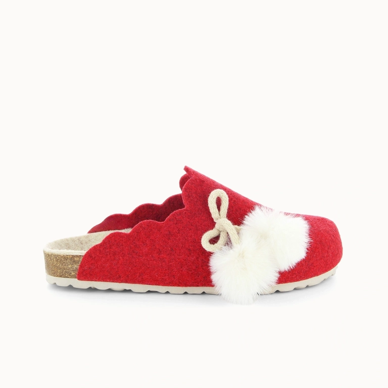 Pantofola Donna SWEETY – Sabot Feltro di Lana Rosso | Soir & Matin