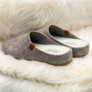 Damen-Hausschuh OKO – Pantolette aus Wollfilz | Soir & Matin